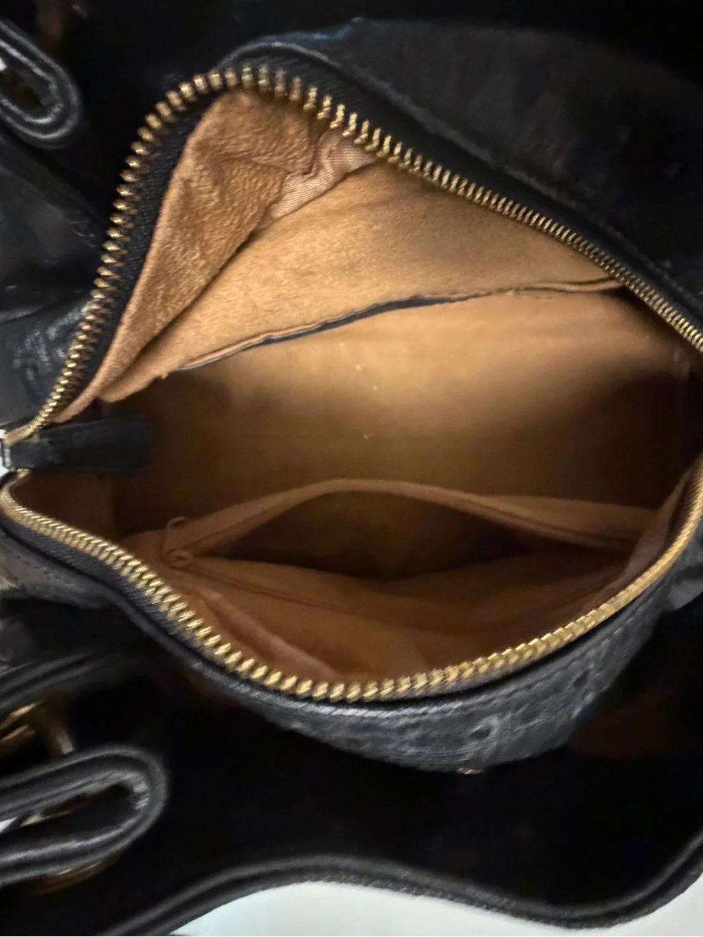Isabella Adam’s Black Shoulder Bag with Gold Hardware - Embossed Texture